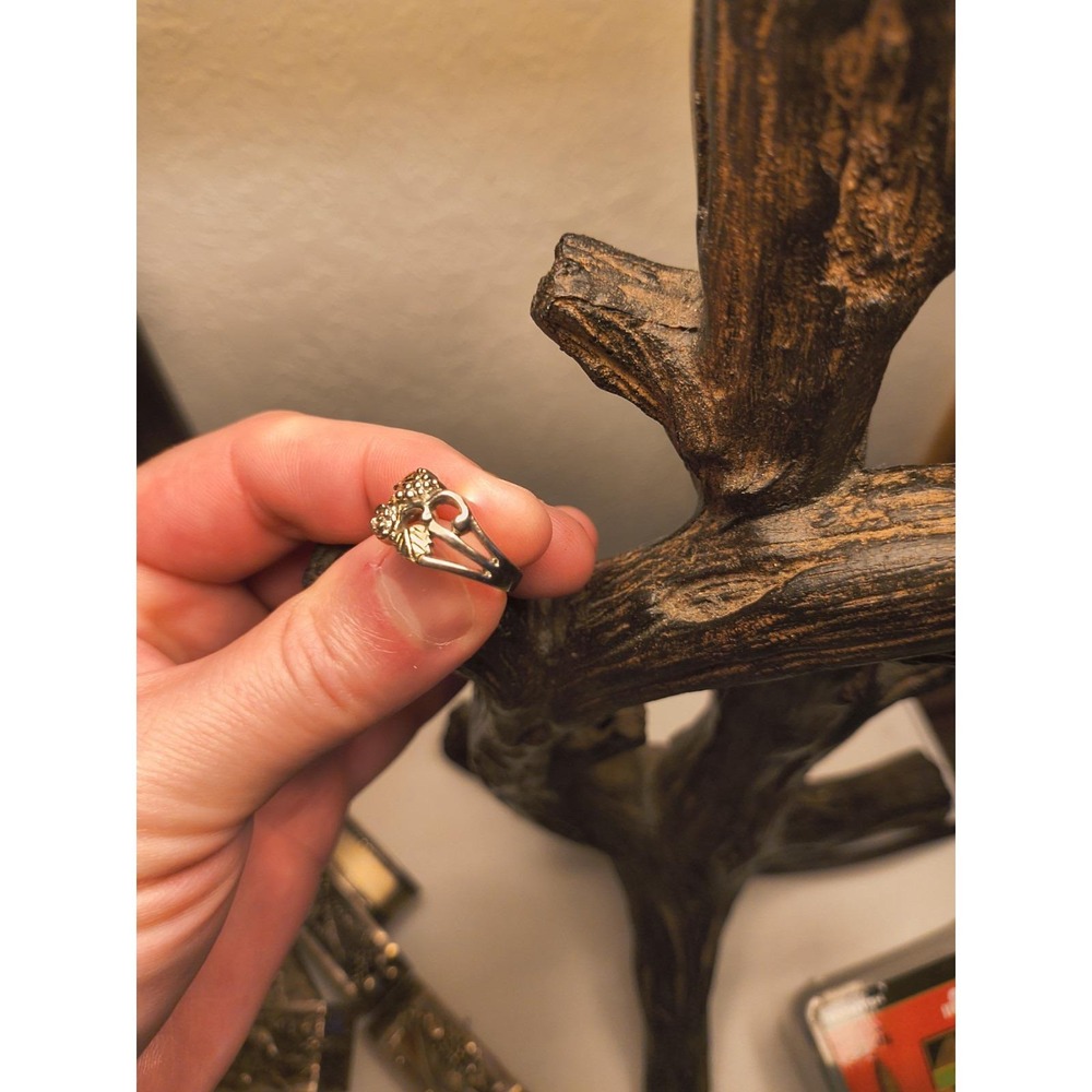 Grape Vine Ring Black Hills Gold Tri-Color Sterling Silver & 12K Gold Sz 6 - Picture 3 of 7